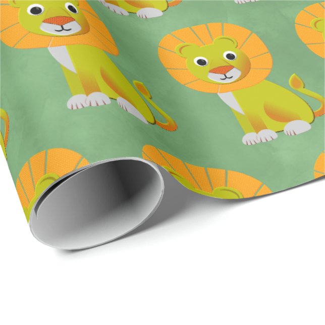 Papel De Regalo Patrón de impresión de pinzas de león de bebé lind (Esquina del rollo)