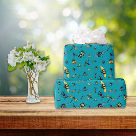 Papel De Regalo Patrón de insectos | VERDE AZULADO