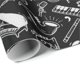 Papel De Regalo Patrón de instrumentos en blanco y negro