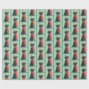 Papel De Regalo Patrón de invierno de Labrador Negro