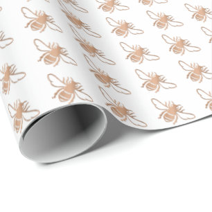 Papel De Regalo Patrón de jardín de abejas de cobre 3D Grabado en