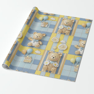 Papel De Regalo Patrón de jardín de margaritas de osito de peluche