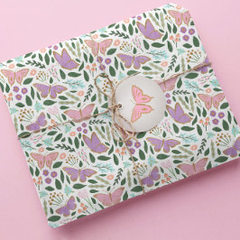 Papel De Regalo Patrón de jardín de mariposa de bonito Pastel