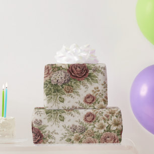 Papel De Regalo Patrón de jardín de rosas rosadas antiguas