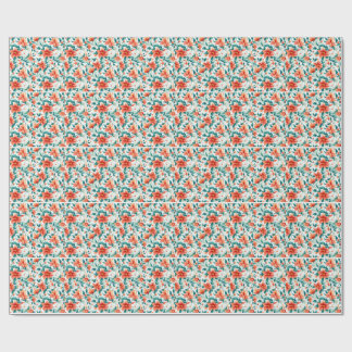 Papel De Regalo Patrón de jardín floral naranja vibrante - Té eleg
