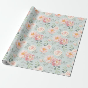 Papel De Regalo Patrón de jardín rosa rosa pastel