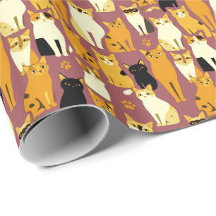 Papel De Regalo Patrón de jengibre, gatos negros y blancos
