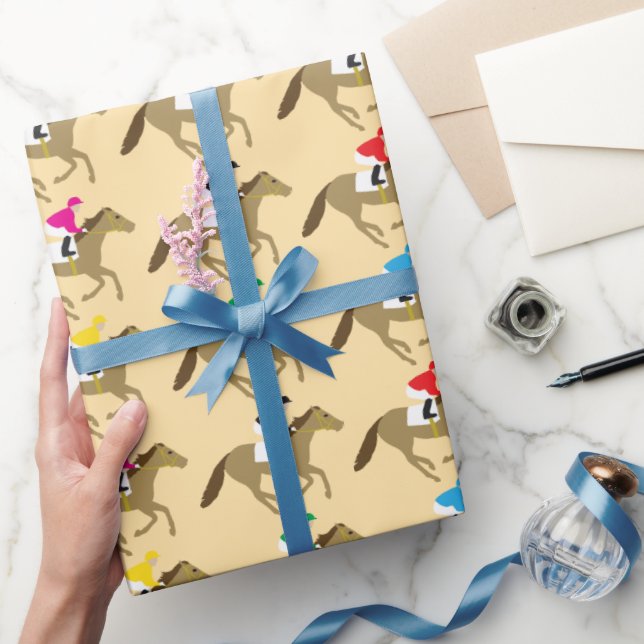 Papel De Regalo Patrón de jinetes de Carreras de caballos (Regalar)