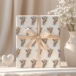 Papel De Regalo Patrón de jirafa de acuarela de marfil atemporal