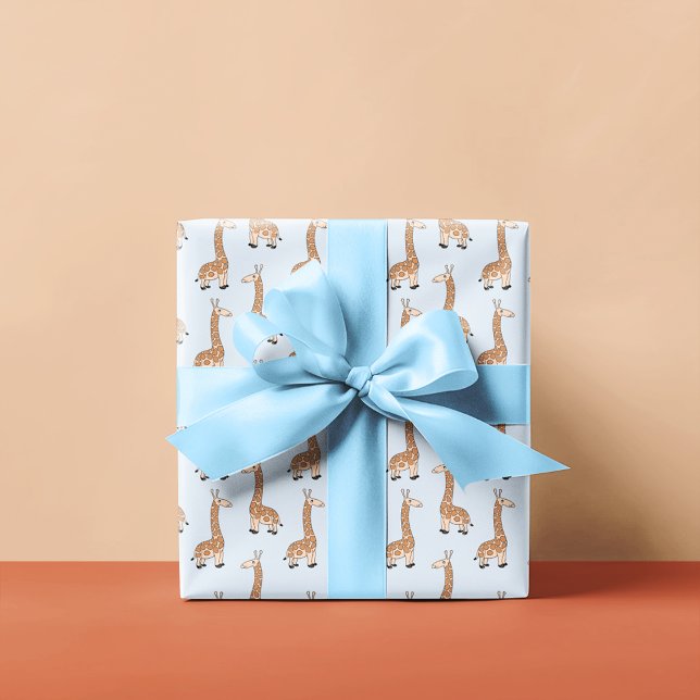 Papel De Regalo Patrón de jirafa infantil | Azul claro (Subido por el creador)