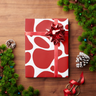 Papel De Regalo Patrón de jirafa rojo y blanco