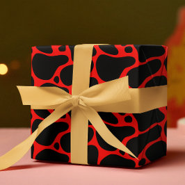 Papel De Regalo Patrón de jirafa rojo y negro