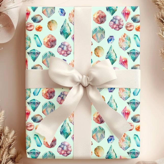 Papel De Regalo Patrón de joyas de gemas acuarela (Subido por el creador)