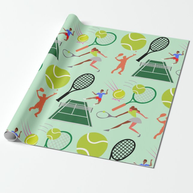 Papel De Regalo Patrón de jugador de tenis (Desenrollado)