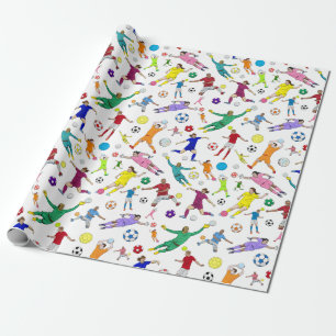 Papel De Regalo Patrón de jugadores de fútbol coloridos
