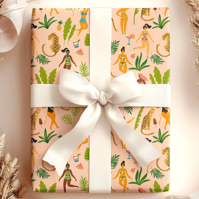 Papel De Regalo Patrón de jungla tropical tribal africana de gato  (Subido por el creador)