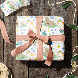 Papel De Regalo Patrón de Koala lindo con nombre de niña pequeña e