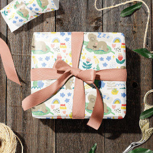 Papel De Regalo Patrón de Koala lindo con nombre de niña pequeña e