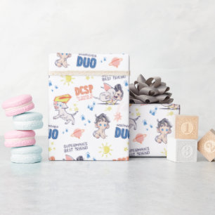 Papel De Regalo Patrón de Krypto y Superman para Bebés