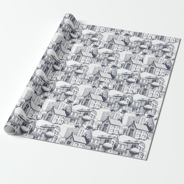 Papel De Regalo Patrón de la casa (Desenrollado)