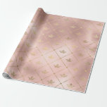 Papel De Regalo Patrón de la corona rosa Rosa Gold y Rubor<br><div class="desc">Papel de envoltura de patrón de coronas de la época de París.</div>