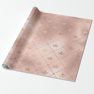 Papel De Regalo Patrón de la corona rosa Rosa Gold y Rubor