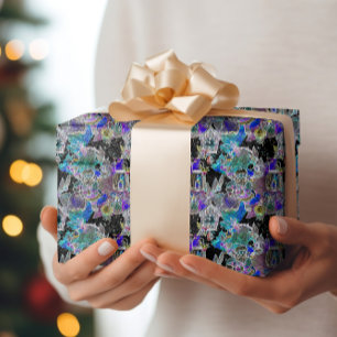 Papel De Regalo Patrón de la víspera de Neon Glow Navidades de luz