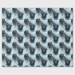 Papel De Regalo Patrón de Labrador Negro Nadando