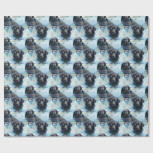 Papel De Regalo Patrón de Labrador Negro Nadando