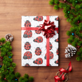 Papel De Regalo Patrón de Ladybug Red Cuadrizado Girly Black