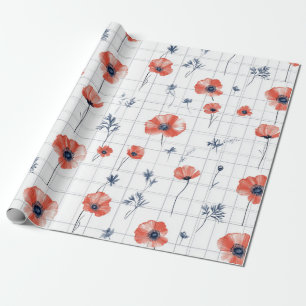 Papel De Regalo Patrón de lapachos rojos de color de agua en blanc