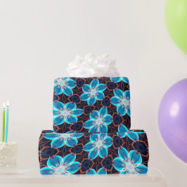 Papel De Regalo Patrón de las flores azules abstractas