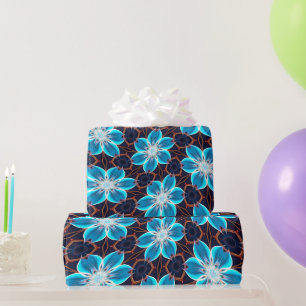 Papel De Regalo Patrón de las flores azules abstractas