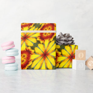 Papel De Regalo Patrón de las flores doradas