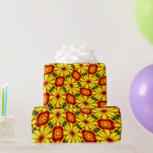 Papel De Regalo Patrón de las flores doradas
