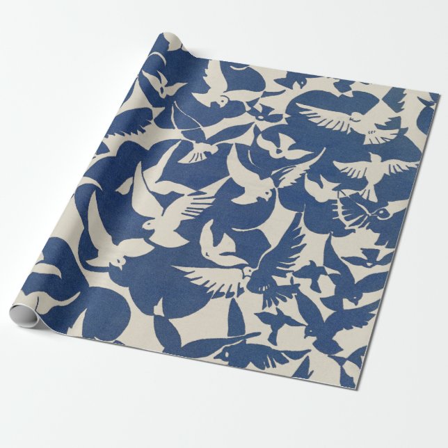 Papel De Regalo Patrón de las palomas 1928 (Desenrollado)