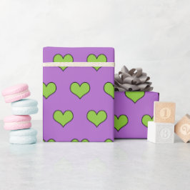 Papel De Regalo Patrón de latido y corazón verde