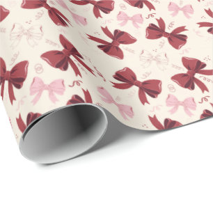 Papel De Regalo Patrón de lazo coqueta de Borgoña