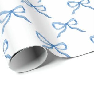 Papel De Regalo Patrón de lazo de acuarela azul