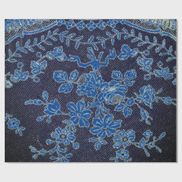 PAPEL DE REGALO PATRÓN DE LAZO DE ANTIGÜEDAD NEGRO CON AZUL