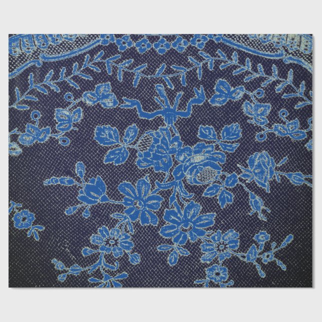 PAPEL DE REGALO PATRÓN DE LAZO DE ANTIGÜEDAD NEGRO CON AZUL (Superficie plana)