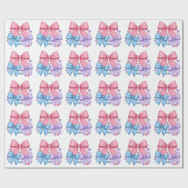 Papel De Regalo Patrón de lazo de cinta lindo – Lazo rosa, azul y 