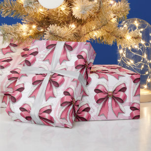 Papel De Regalo Patrón de lazo de copos de nieve de cuadros de Nav