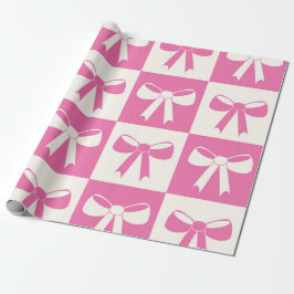 Papel De Regalo Patrón de lazos rosa coqueta a cuadros