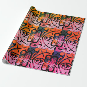 Papel De Regalo Patrón de LEAF retrospectivo vibrante
