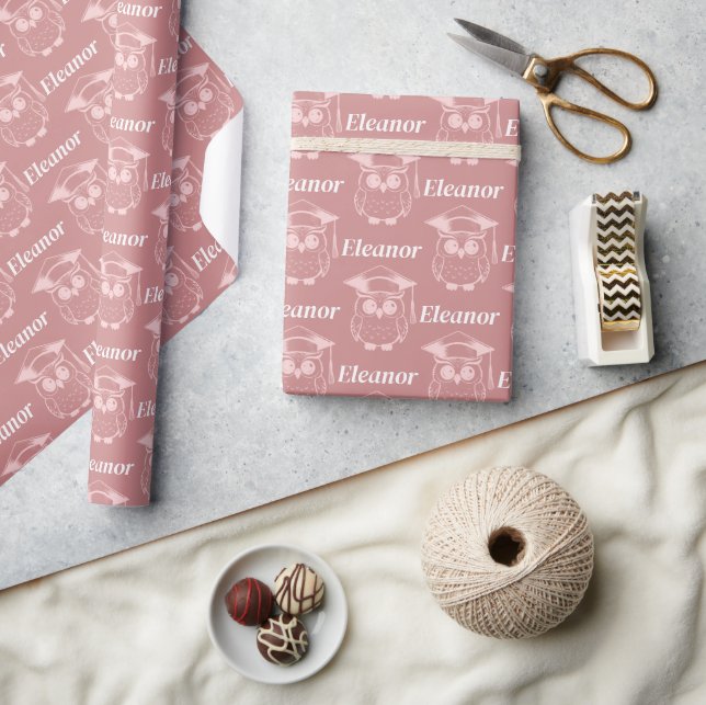 Papel De Regalo Patrón de lechuza rosada (Artesanía)