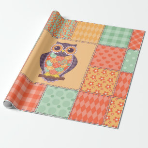 Papel De Regalo Patrón de lechuza sin foco. Fondo de cosecha