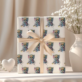 Papel De Regalo Patrón de leopardo de acuarela marfil minimalista