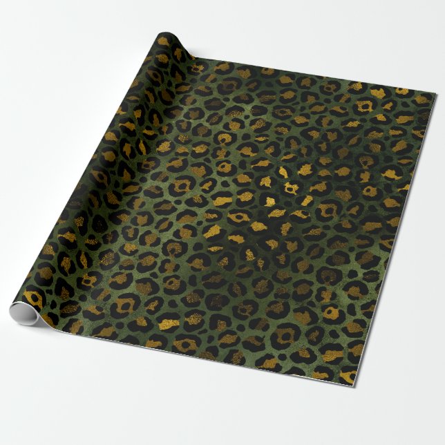 Papel De Regalo Patrón de leopardo de guepardo verde jungla (Desenrollado)