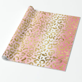 Papel De Regalo Patrón de Leopardo de oro de color rosa de color r